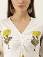 Lavanya The Label Women White & Yellow Pure Cotton Floral Print Maxi Dress - Image 2