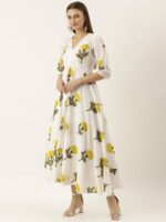 Lavanya The Label Women White & Yellow Pure Cotton Floral Print Maxi Dress - Image 3