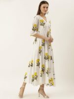 Lavanya The Label Women White & Yellow Pure Cotton Floral Print Maxi Dress - Image 4