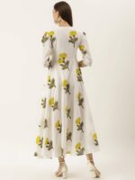 Lavanya The Label Women White & Yellow Pure Cotton Floral Print Maxi Dress - Image 5