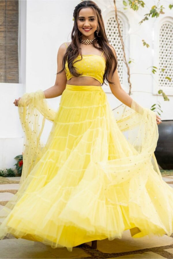 Lavanya The Label Yellow Embroidered Ready to Wear Lehenga & Blouse With Dupatta