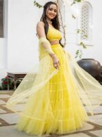 Lavanya The Label Yellow Embroidered Ready to Wear Lehenga & Blouse With Dupatta - Image 3
