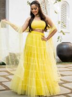 Lavanya The Label Yellow Embroidered Ready to Wear Lehenga & Blouse With Dupatta - Image 4