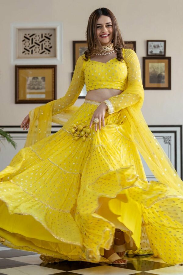 Lavanya The Label Yellow & Gold-Toned Ready to Wear Lehenga & Blouse With Dupatta