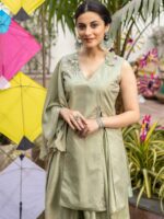 Lavanya The Label Women Embroidered Velvet Kurta with Dhoti Pants - Image 4