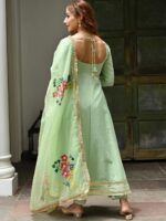 Lavanya The Label Women Floral Embroidered Layered Kurta with Trousers & With Dupatta - Image 5