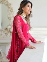 Lavanya The Label Women Pink Bandhani Empire Kurti with Sharara & With Dupatta - Image 4