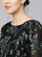 Ahalyaa Black & Green Floral Printed Maxi Dress - Image 2
