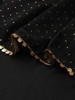 Ahalyaa Women Black & Golden Foil Printed Detail Off-Shoulder Layered Maxi Dress - Image 6