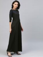 Ahalyaa Women Black Solid Maxi Gown Dress - Image 3