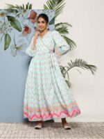 Ahalyaa Women Printed Tie-Ups Maxi Ethnic Dress