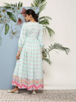 Ahalyaa Women Printed Tie-Ups Maxi Ethnic Dress - Image 3