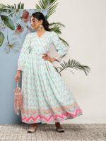 Ahalyaa Women Printed Tie-Ups Maxi Ethnic Dress - Image 4