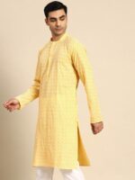 Anouk Geometric Embroidered Mandarin Collar Kurta - Image 3