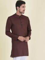 DEYANN Men Brown Solid Kurta - Image 3