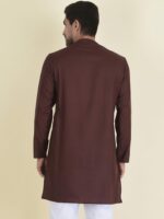 DEYANN Men Brown Solid Kurta - Image 5