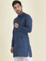 DEYANN Men Navy Blue Woven Design Kurta - Image 4