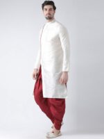 DEYANN Men Off-White Solid Dupion Silk Straight Kurta - Image 3