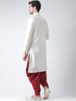 DEYANN Men Off-White Solid Dupion Silk Straight Kurta - Image 4