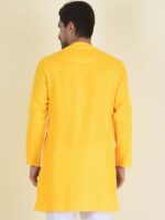 DEYANN Men Yellow Solid Mandarin Collar Kurta - Image 5