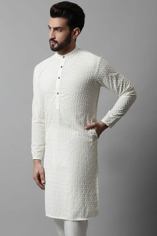 Jompers Men Ethnic Motifs Thread Work Cotton Kurta