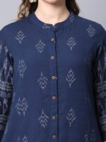 Pistaa Women Navy Blue Floral Printed Kurta - Image 2