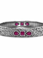 Rubans Oxidized Silver-Plated & Pink Stone-Studded Handcrafted Filgree Bangle - Image 5