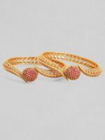 Rubans Set Of 2 Gold-Plated Red Enamelled Bangles - Image 2