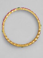 Rubans Set Of Two 22K Gold-Plated Pink & Green Stone-Studded Sustainable Handcrafted Bangles - Image 4