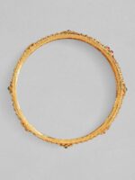 Rubans Set of 2 24K Gold-Plated Red & Green Ruby Stone-Studded Filigree Handcrafted Bangles - Image 4