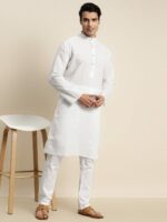 SOJANYA Men Pure Cotton Chikankari Kurta - Image 5
