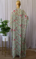 Sage Green Printed Georgette Crop Top & Draped Skirt Co-ord Set - Image 9