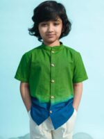 Tiber Taber Boys Green & Blue Ombre Smart Regular Fit Cotton Casual Shirt - Image 3