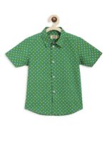 Tiber Taber Boys Green & White Printed Shirt And Vesti - Image 3