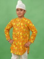 Tiber Taber Boys Orange Ethnic Motifs Printed Anarkali Kurta