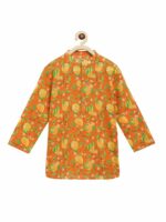 Tiber Taber Boys Orange Ethnic Motifs Printed Anarkali Kurta - Image 2