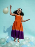 Tiber Taber Girls Orange Tie & Dye Dyed Maxi Dress