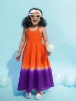 Tiber Taber Girls Orange Tie & Dye Dyed Maxi Dress - Image 2