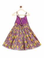 Tiber Taber Girls Purple Floral Printed Empire Pure Cotton Kurti with Sharara & Dupatta - Image 3