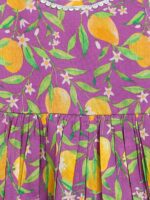 Tiber Taber Girls Purple Floral Printed Empire Pure Cotton Kurti with Sharara & Dupatta - Image 5