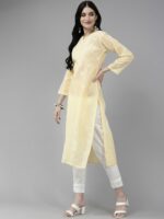 ADA Chikankari Embroidered Sustainable Cotton Kurta - Image 3