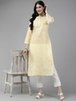 ADA Chikankari Embroidered Sustainable Cotton Kurta - Image 5