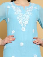 ADA Floral Embroidered Chikankari Kurti with Slip - Image 2