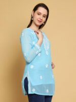 ADA Floral Embroidered Chikankari Kurti with Slip - Image 3