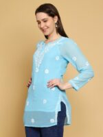 ADA Floral Embroidered Chikankari Kurti with Slip - Image 4
