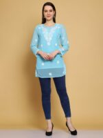 ADA Floral Embroidered Chikankari Kurti with Slip - Image 6