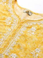 ADA Yellow & White Ethnic Motifs Embroidered Chikankari Handloom Kurti - Image 2