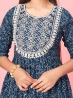 Aarika Girls Ethnic Motifs Printed Thread Work Sequinned Pure Cotton Kurta with Sharara - Image 2