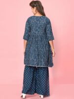 Aarika Girls Ethnic Motifs Printed Thread Work Sequinned Pure Cotton Kurta with Sharara - Image 4