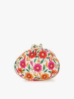 Anekaant Cream-Coloured & Green Embroidered Tasselled Potli Clutch - Image 4